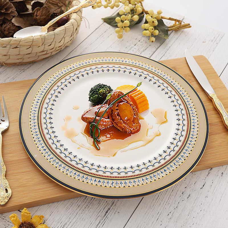 Ceramic European-style Flat Plate Creative Bone China Tableware Set