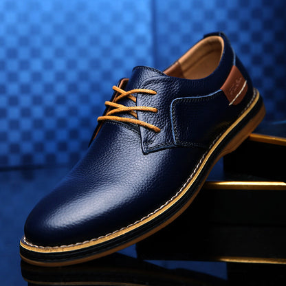 Men's Casual Leather Shoes Top Layer Daily Shoes Trend Men's Shoes British Tie Dress Shoes