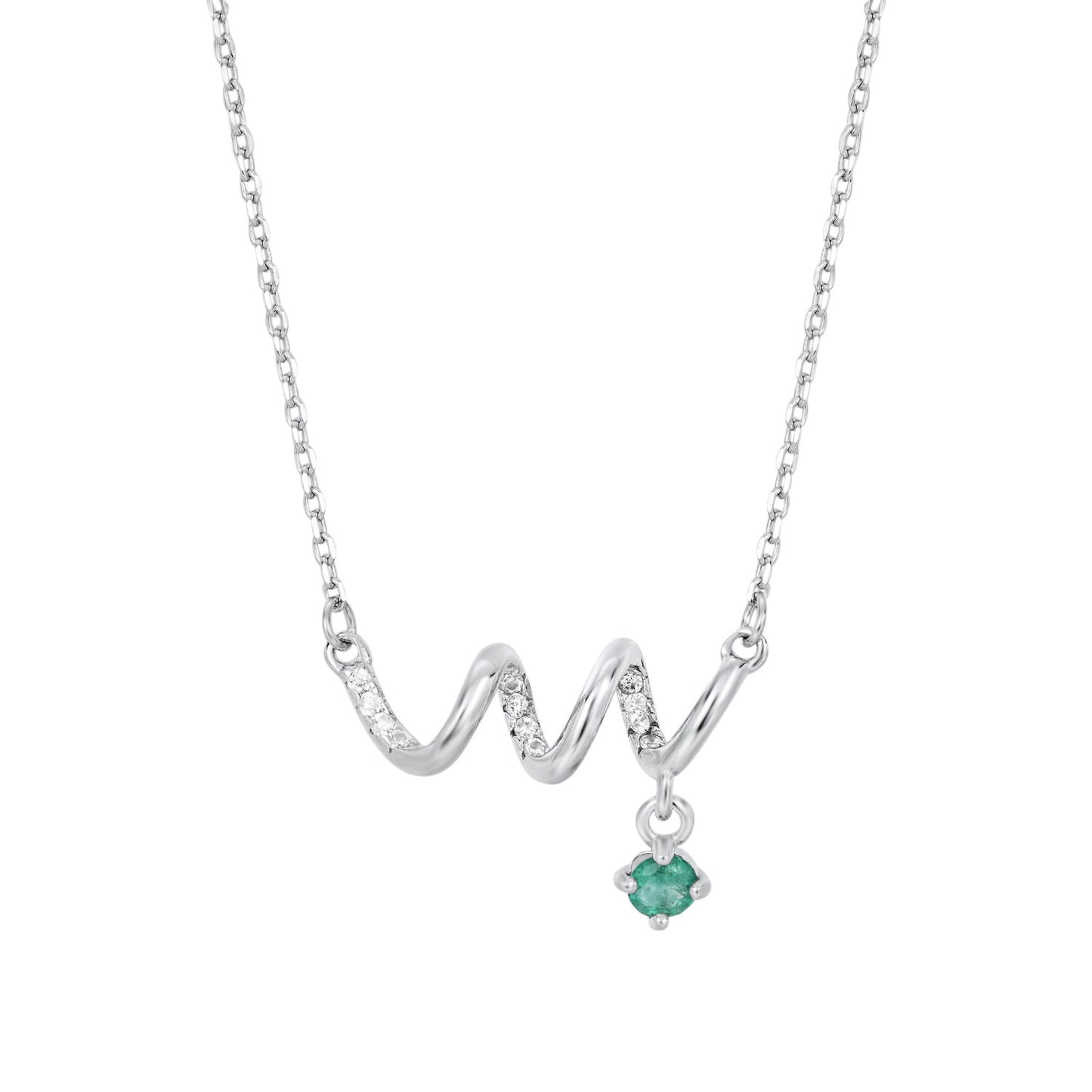 Fashion ECG Necklace Versatile Women's Jewelry Simple S925 Silver Set Emerald Pendant Collar Chain