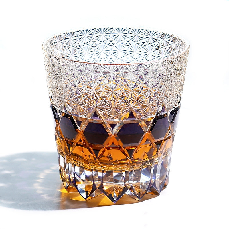 Hand Carved Crystal Glass Whiskey Glass