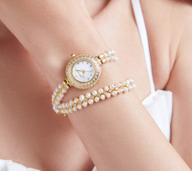 Freshwater Pearl Watch Affordable Luxury Fashion Jewelry Full Diamond Ladies