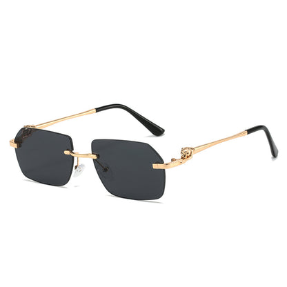 Frameless Trimming Leopard Sunglasses For Men And Women