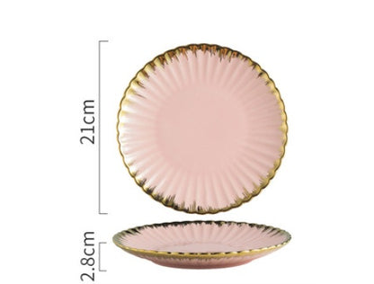 Nordic Creative Ceramic Chrysanthemum Plate Light Luxury Dinner Plate Household Tableware Set Plate