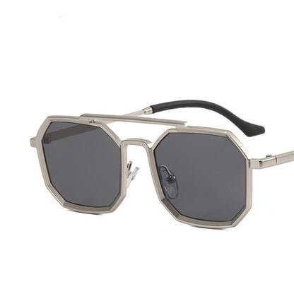 Ins Retro Polygonal Double Bridge Sunglasses