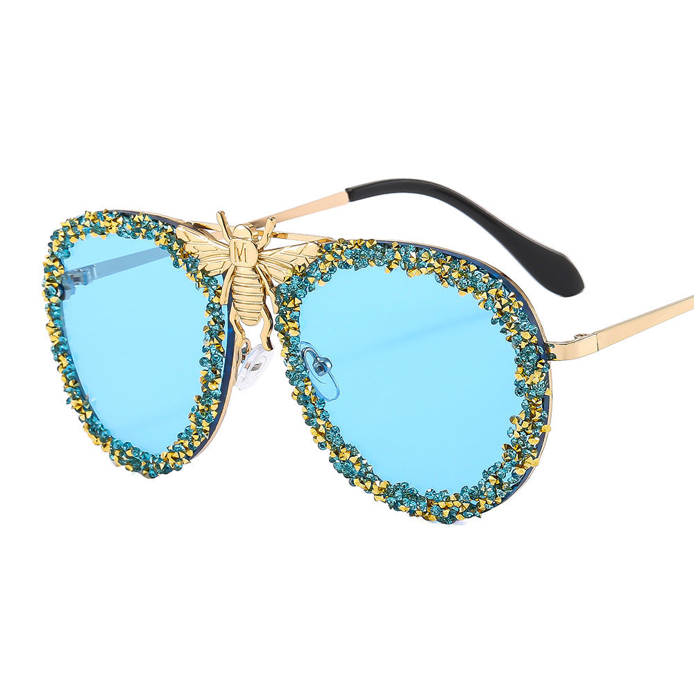 Bee Sunglasses Diamond Retro Metal