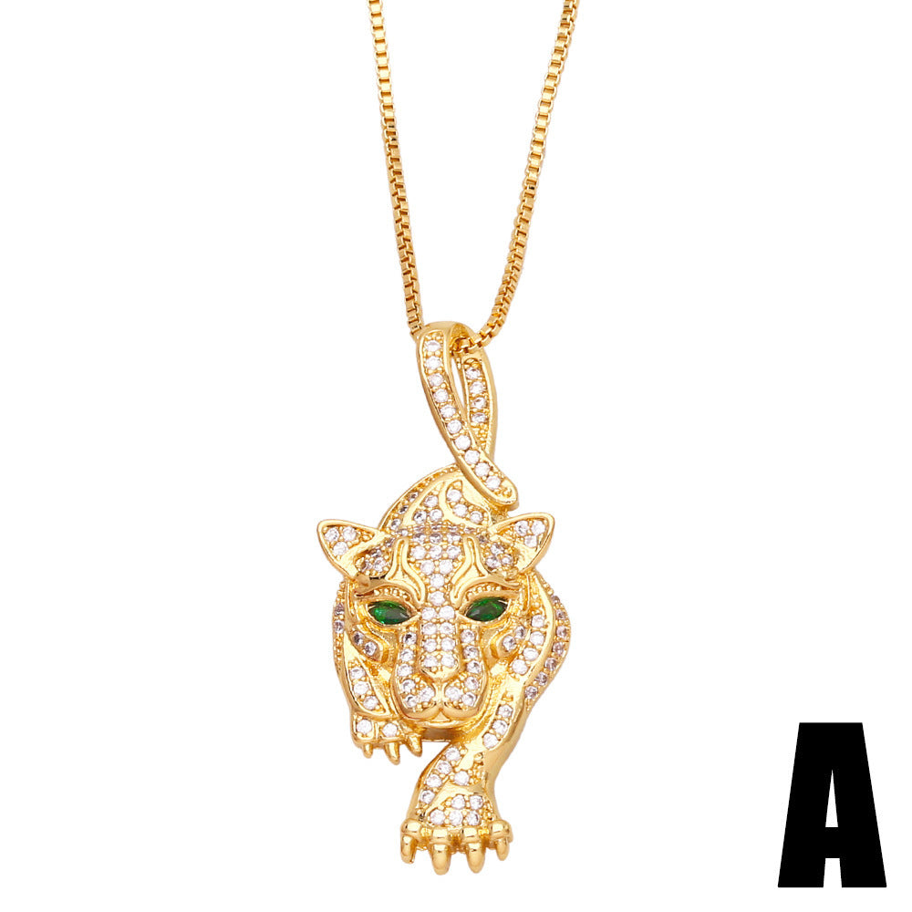 Three-dimensional Full Diamond Painting Oil Tiger Head Pendant Necklace