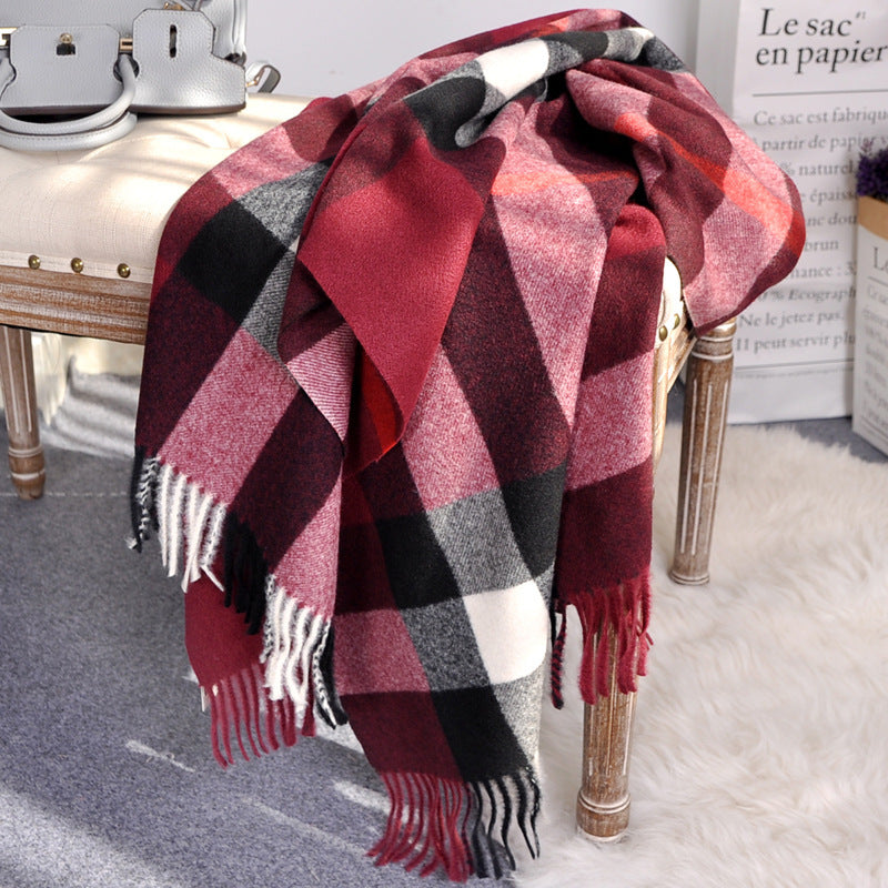 Plaid Scarf Women's Classic Cashmere Padded Warmth