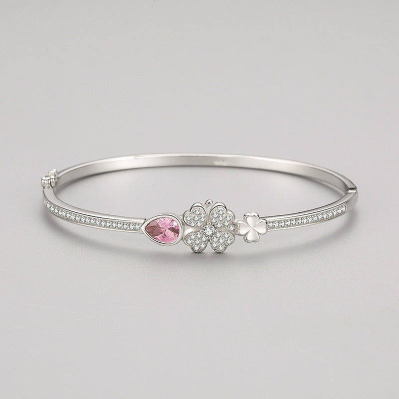 S925 Sterling Silver Clover Bracelet Female Korean Style