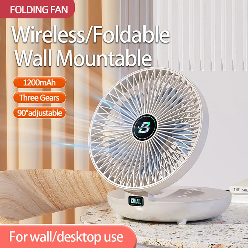 Best Sellers 2IN1 Folding Desktop Fan Portable Air Conditioner Wall Mounted Fan Rechargeable With 3 Gears for Home Office