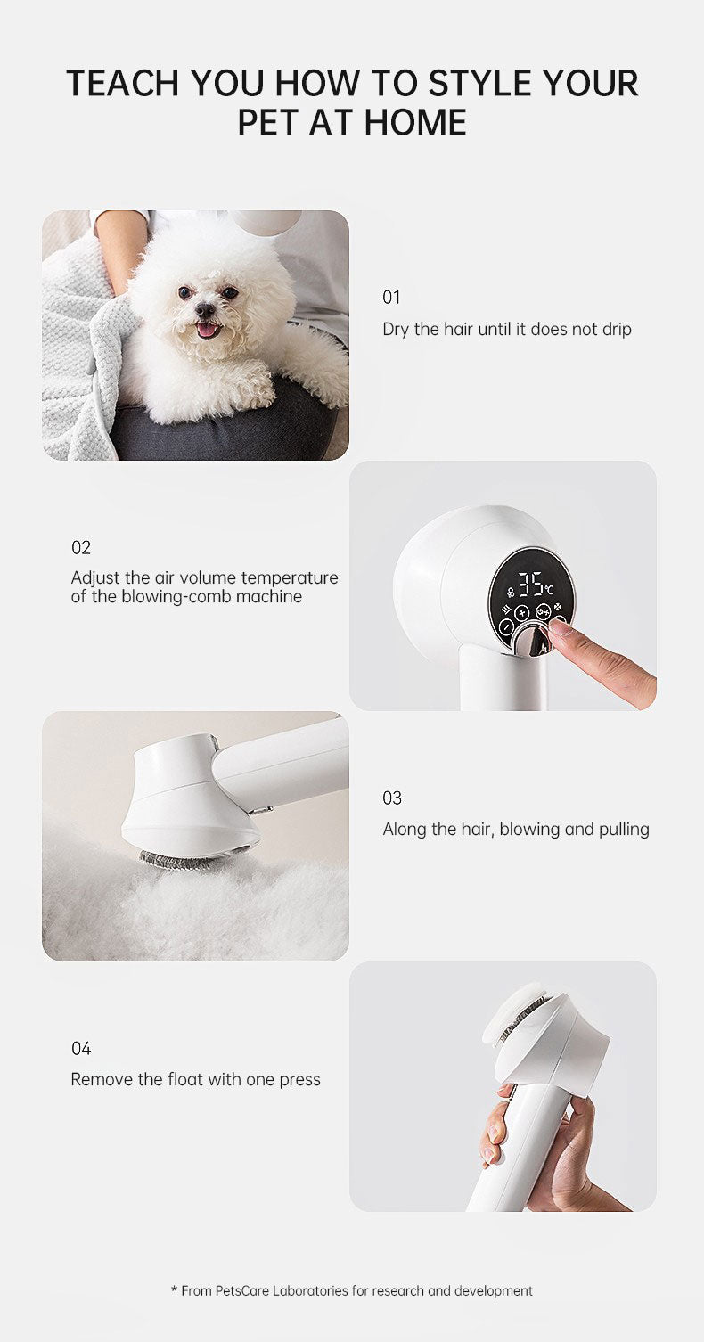 Smart Pet Hair Dryer Dog Golden Retriever Cat Grooming Hairdressing Blow & Comb Silent No Harm Pet Cleaning Supplies Pet Product