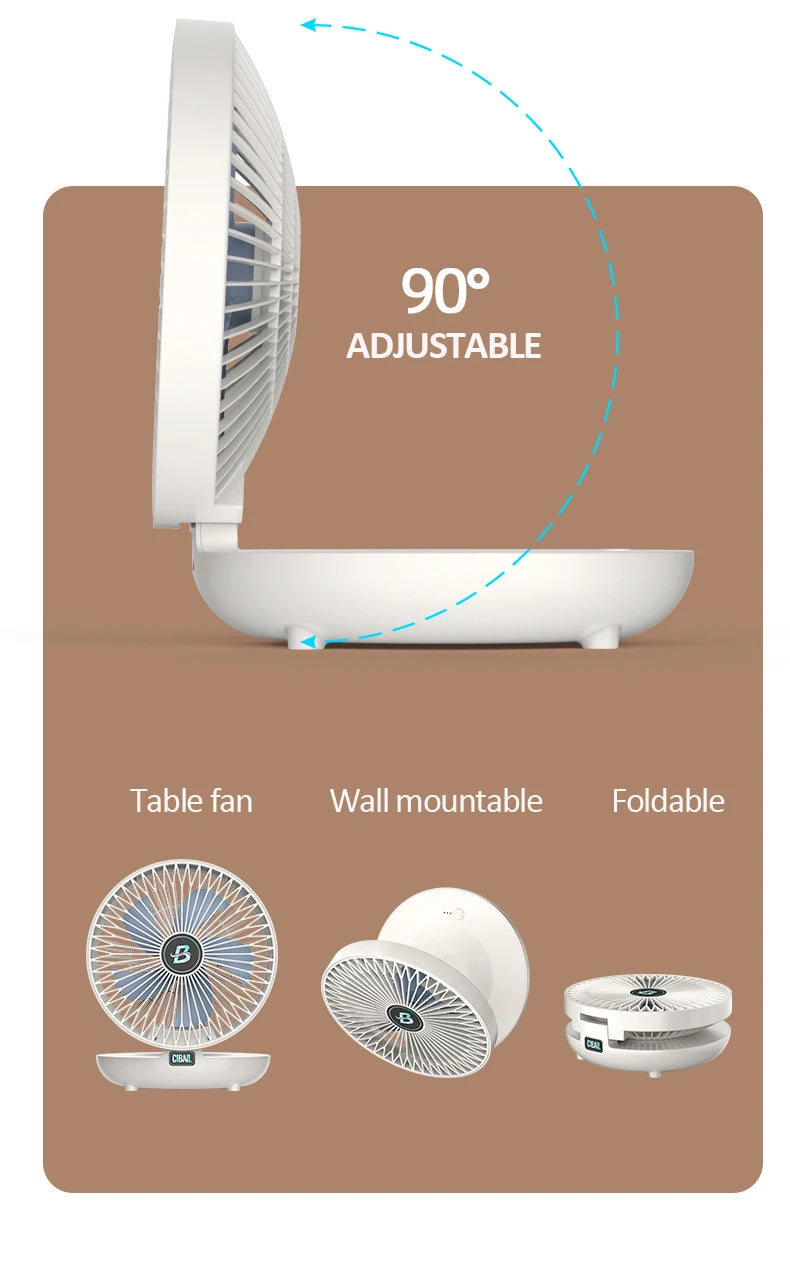 Best Sellers 2IN1 Folding Desktop Fan Portable Air Conditioner Wall Mounted Fan Rechargeable With 3 Gears for Home Office