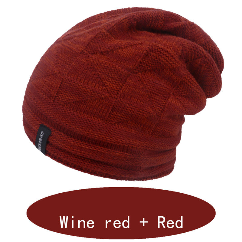 Two-color Wool Warm Knitted Hat For Ear Protection In Autumn And Winter