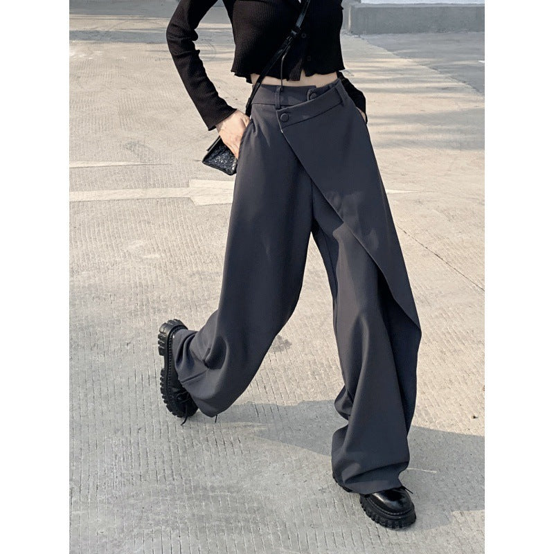 Irregular Splicing Straight Trousers Female