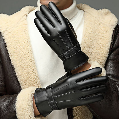 Leather Gloves Men's Waterproof Touch Screen