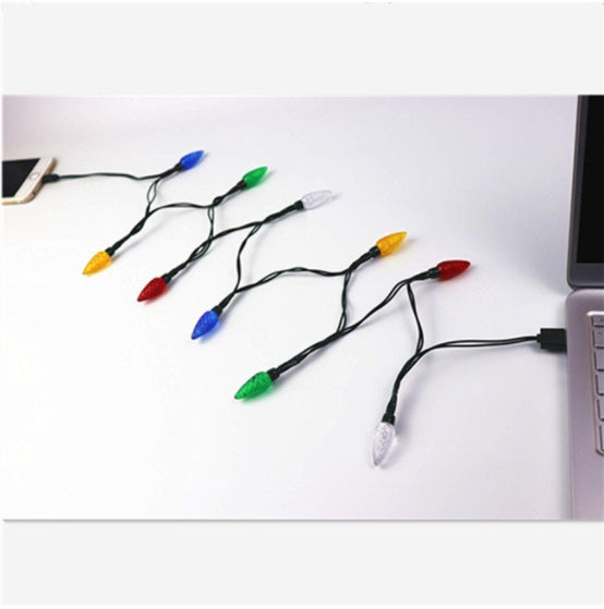 Merry Christmas Light Led Usb Charging Cable Charger Cord With LED Lights For Room Decoration Night Light Micro USB Type-C Port