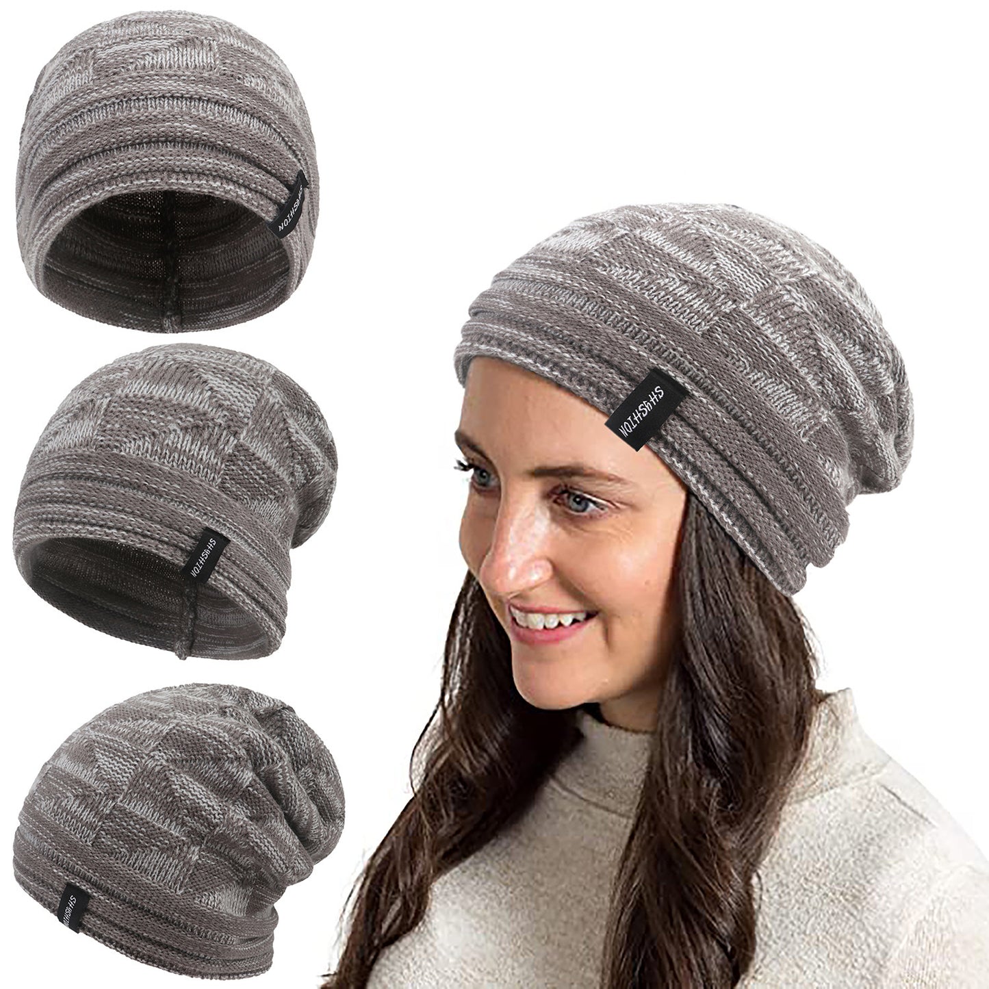 Two-color Wool Warm Knitted Hat For Ear Protection In Autumn And Winter