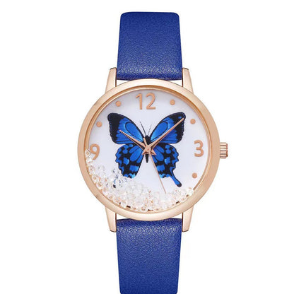 Women's Fashion Numbers Rhinestone Butterfly Quartz Watch