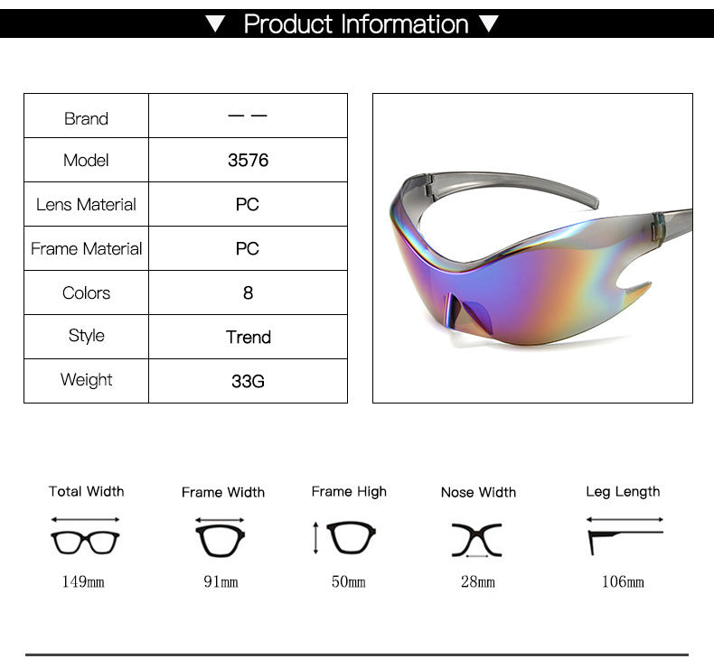 Technology Sense Future Style Y2g Sunglasses Rimless One-piece Men And Women