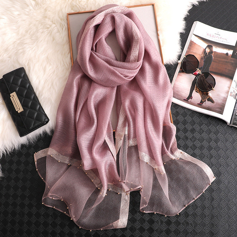 Fashion Big Red Silk Scarf Women's Thin Scarf All-match