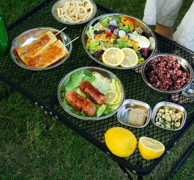 Stainless Steel Dinner Plate 17-piece Set Camping Barbecue Tableware Portable Plate Soup Bowl Dish Bowl Set