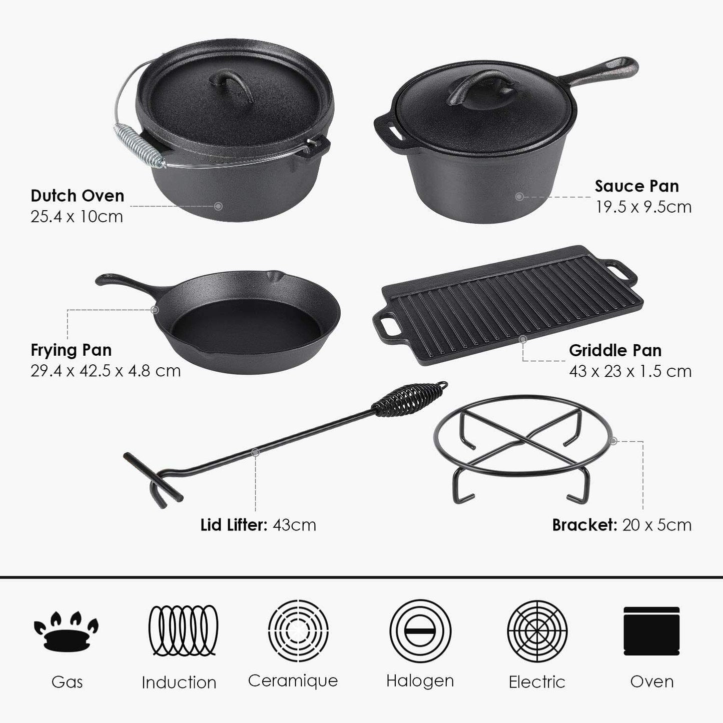 Simple And Creative Cast Iron Oven Camping Cooker Set