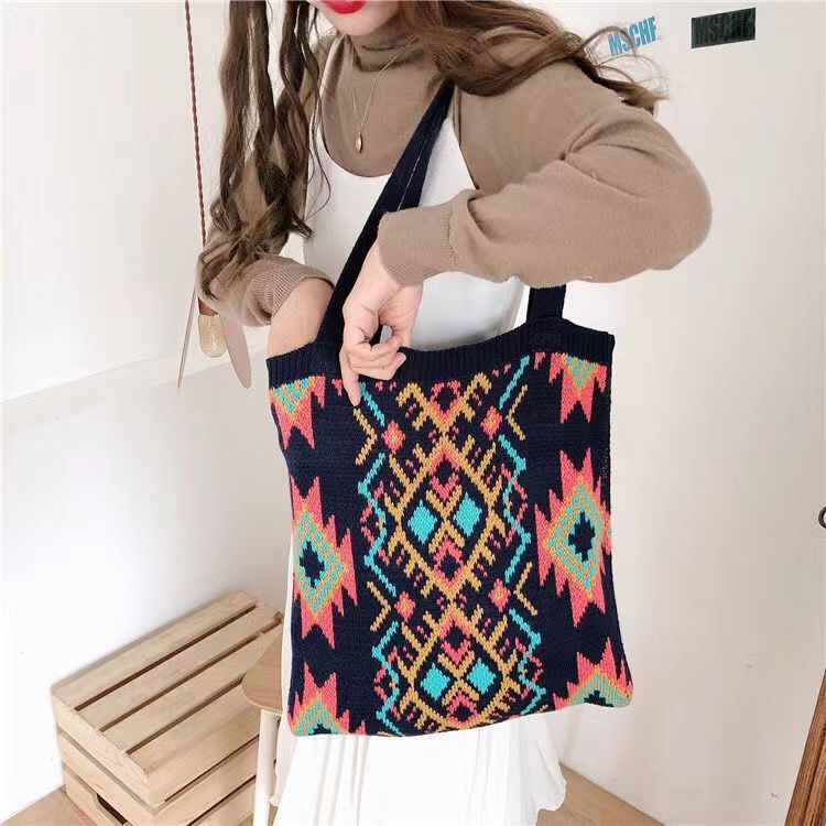 Retro Ethnic Style Wool Woven Bag All-matching