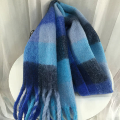 Women's Autumn Colorful Striped Warm Cashmere Plaid Scarf