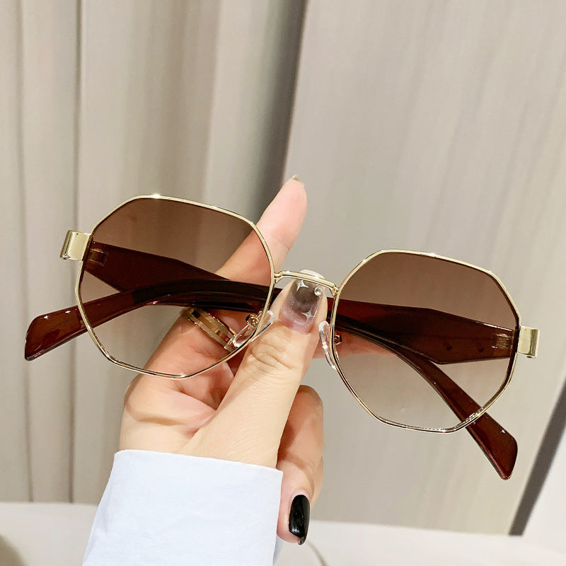 Modern Square Polygon Metal Sunglasses