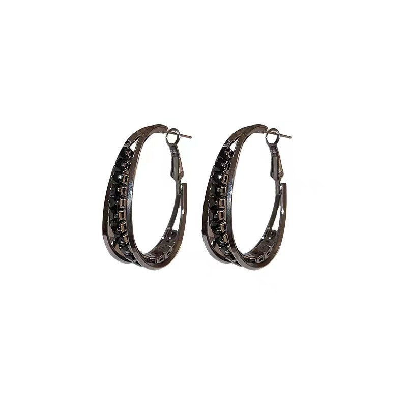 High-grade Metal Hoop Earrings Female 925 Silver Needle Niche