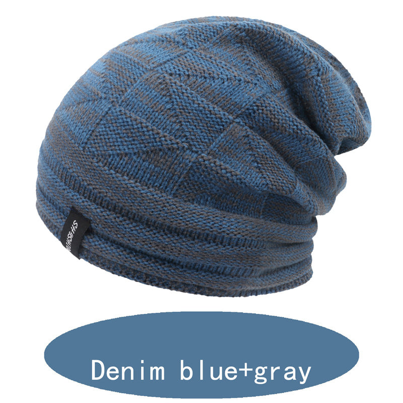 Two-color Wool Warm Knitted Hat For Ear Protection In Autumn And Winter