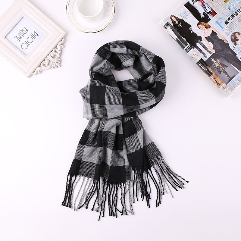 Men's Fashion English Plaid Faux Cashmere Scarf