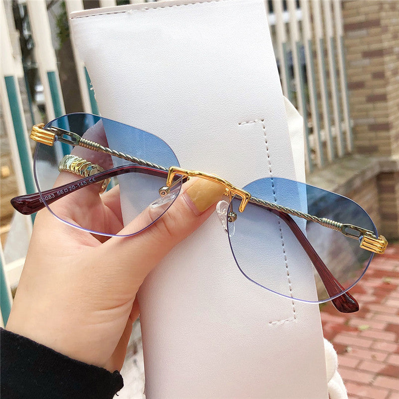 Metal Frameless Sunglasses Men And Women Street Small Frame Fashion