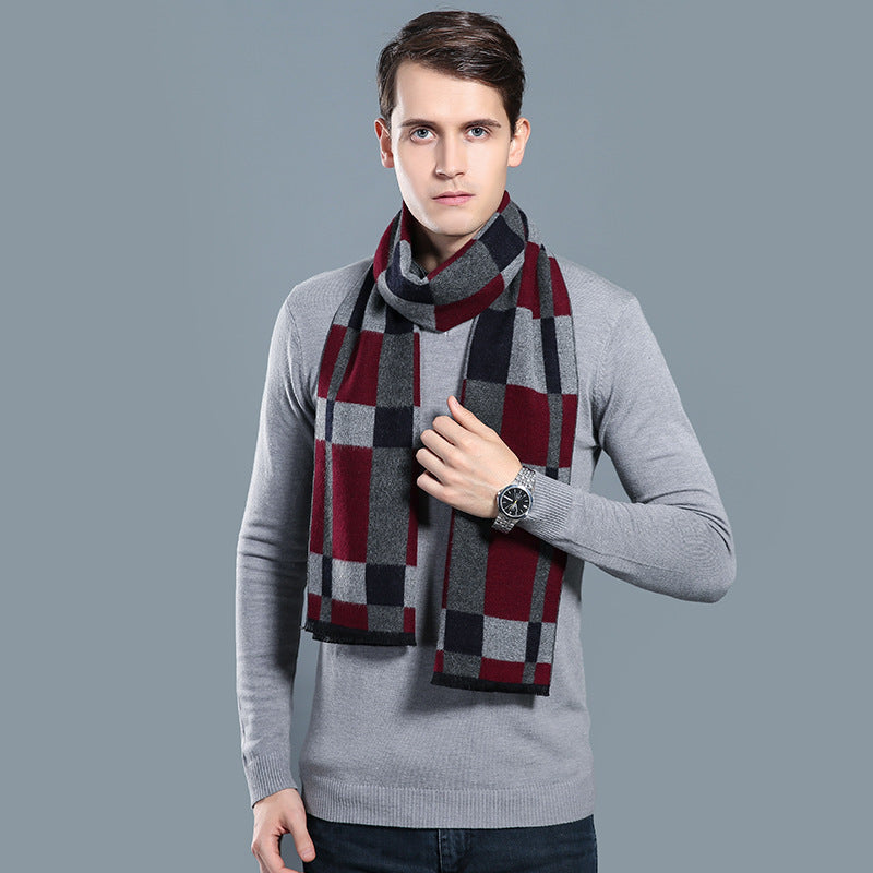 Simple Plaid Warm Keeping Artificial Cashmere Scarf