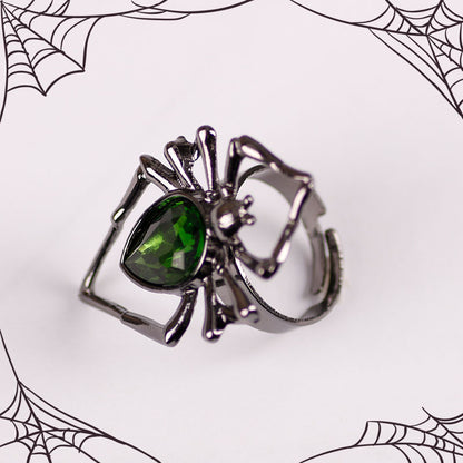 Retro Fashion Animal Ring Creative Black Spider Inlaid Rhinestone