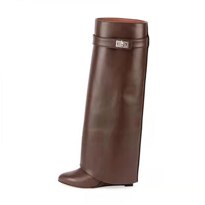 New Wedge Pants Boots Metal Lock Pants Fashion Women Sleeve