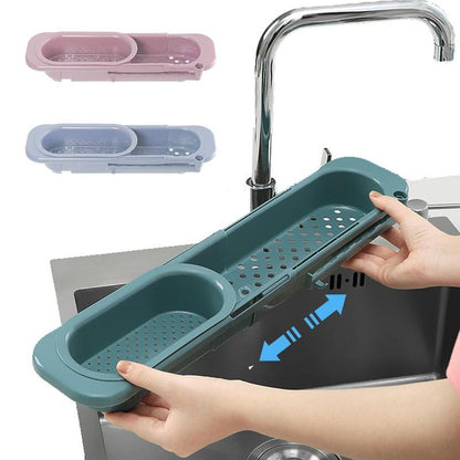 Telescopic Sink Rack Soap Sponge Holder Kitchen Sinks Organizer Adjustable Sinks Drainer Rack Storage Basket Kitchen Accessories