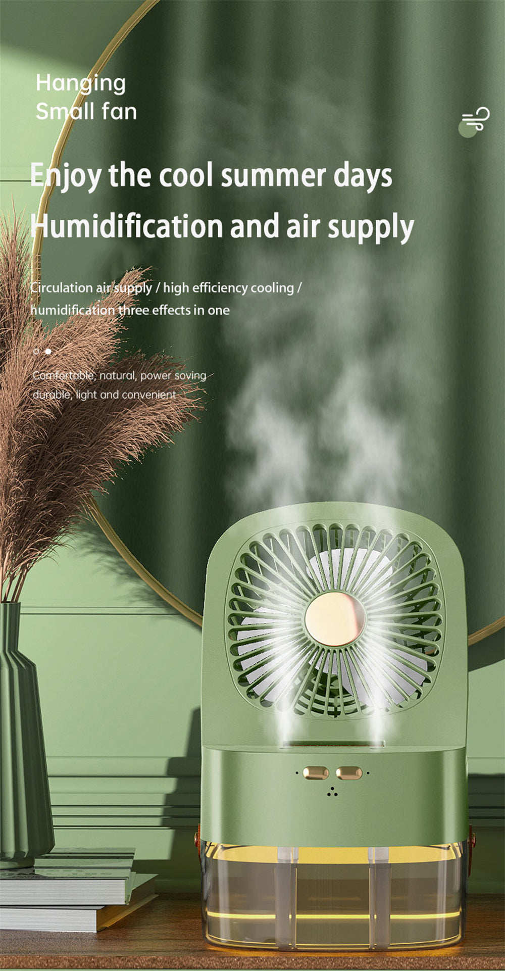 Humidifying Spray Fan Desktop Remote Control Timing Mini Air Cooler Big Wind Mute USB Charging Fan