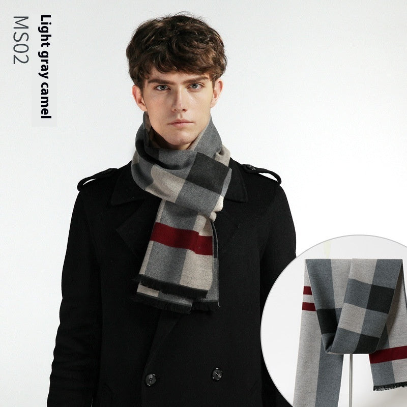 Simple Plaid Warm Keeping Artificial Cashmere Scarf