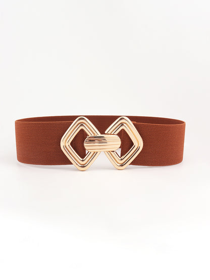 Geometric Buckle Elastic Wide Belt