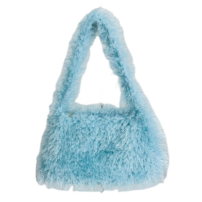 Fashionable And Versatile Candy Colored Hand-held Single Shoulder Tassel Bag