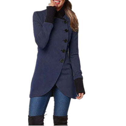 Single-breasted Panelled Hem Slit Long-sleeved Jacket