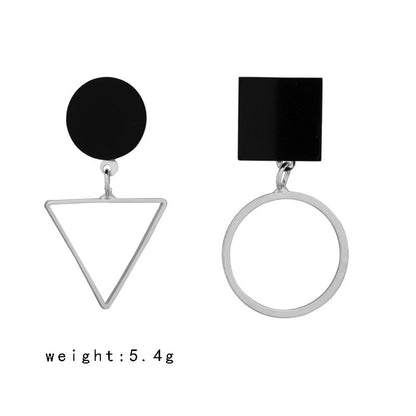 Asymmetric Geometric Round Triangle Earrings