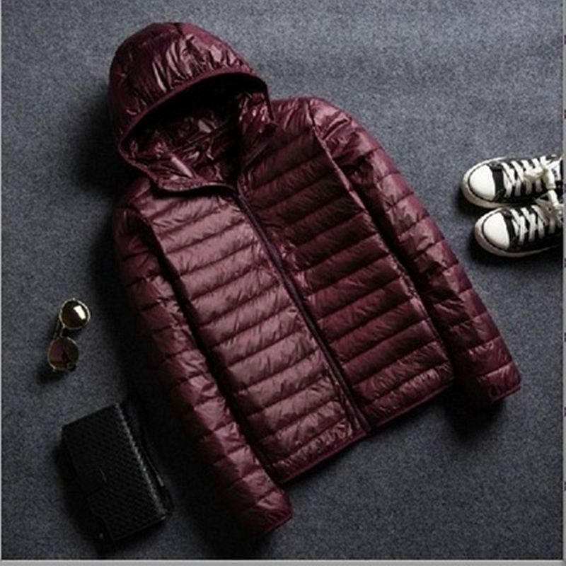 Men's Stand Collar Hooded Short Ultra-thin Down Jacket