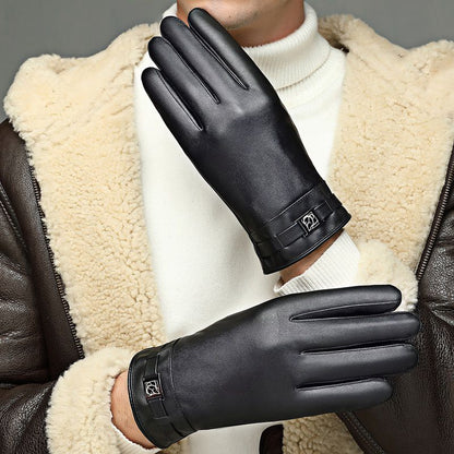 Leather Gloves Men's Waterproof Touch Screen