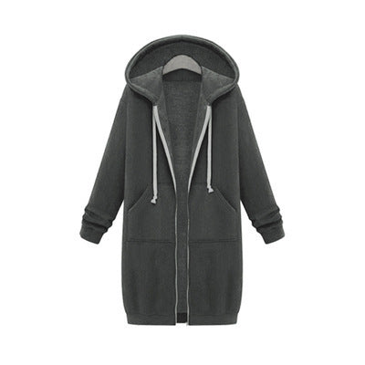 Hooded Long Sleeve Sweater Fleece Long Jacket