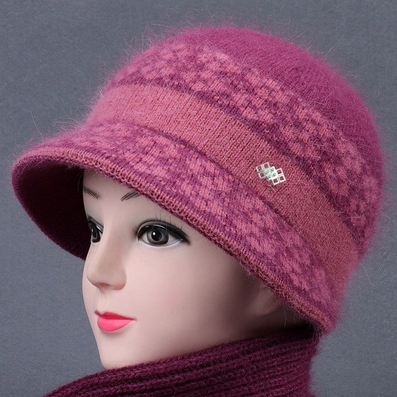 Plush Thick Old Lady Knitted Cotton Hat