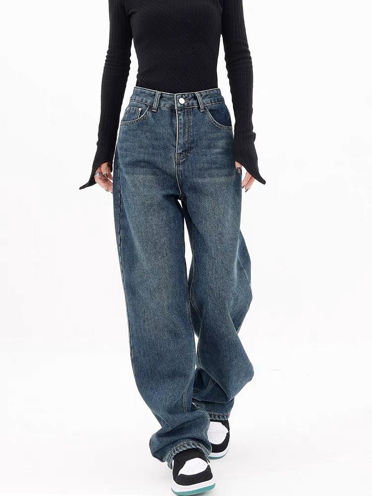 Women's Wide-leg Jeans Loose High Waist Drooping