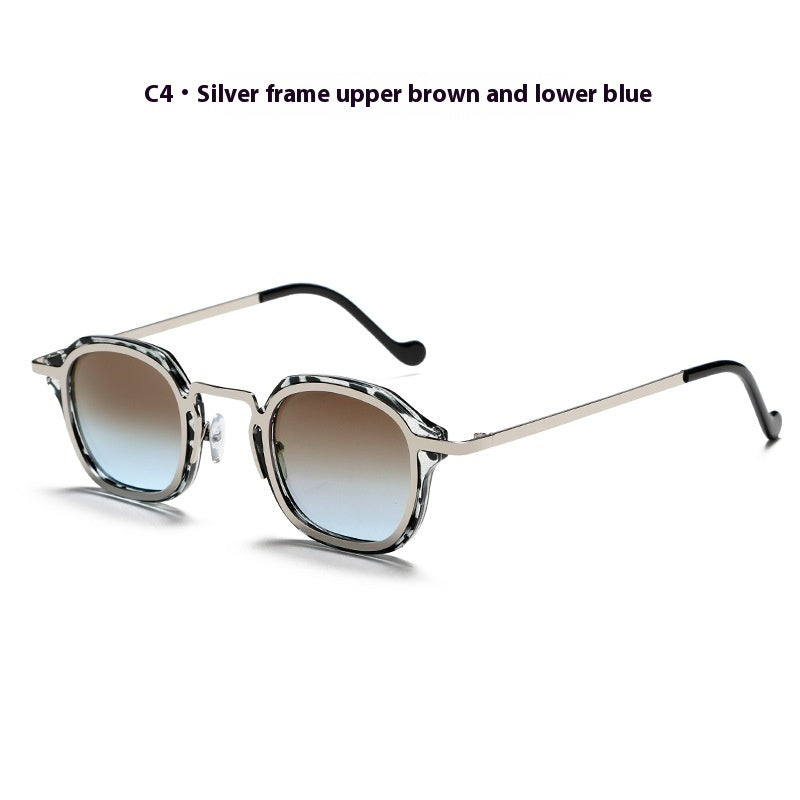 Square Metal PC Mixed Sunglasses Men's High-grade Artistic Punk Ins