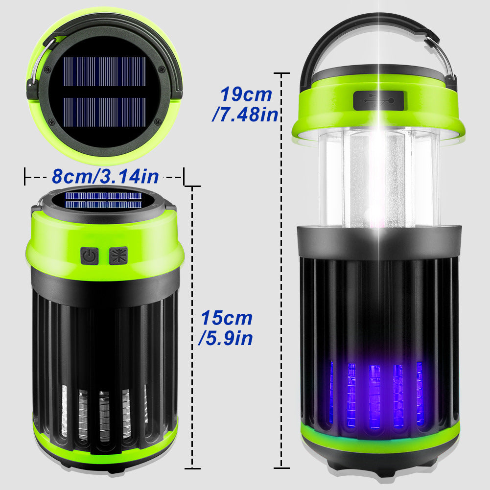 Solar LED Electric Shock Mosquito Killer Lamp Outdoor Waterproof USB Rechargeable Lighting Mosquito Trap