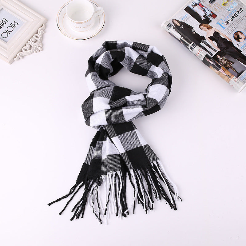 Men's Fashion English Plaid Faux Cashmere Scarf